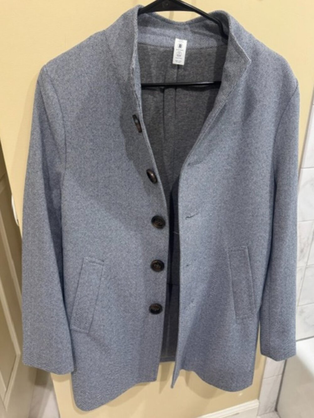 State and Liberty Open Button Overcoat - Light Blue